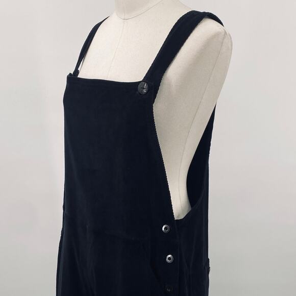 Vintage 90s Corduroy Overalls Wide Straight Leg Jumpsuit Black Womens Small - Picture 5 of 8